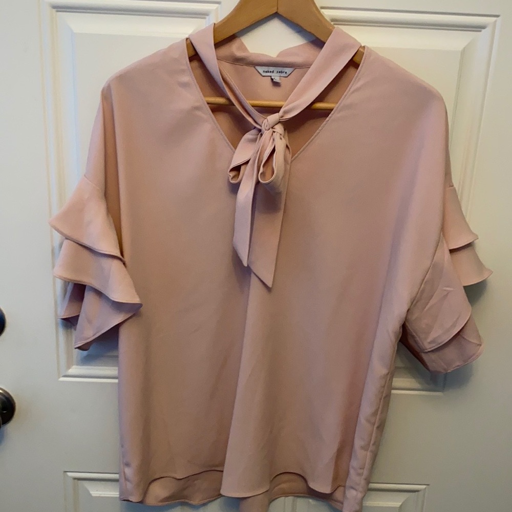 Blush Pink Bow Blouse